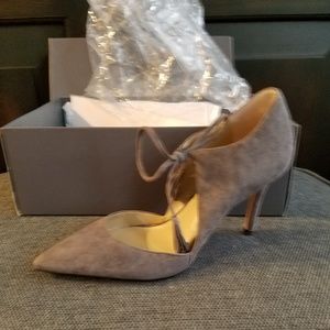 Iron grey suede tassel pump